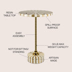 JONATHAN Y Calix 23.5" Round Sunburst Pedestal Drink Table, Light Brown | Modern Art Deco Style, Glossy Gold Metal Candlestick Leg, Ideal For Small Spaces, Living Room Or Bedroom, Spill-Proof Top