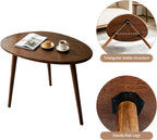 Walnut Oval Side Table, 17.5''D x 25.6''W x 19.7''H, Mid Century Modern Small Coffee Table with 3 Tapered Legs, Solid Oak Wood for Small Spaces, Living Room, Apartments, Easy Assembly