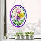 Stained Glass Window Hanging Dragonfly Suncatchers 10 Inch Glass Panel Sun Catchers Indoor Window Wall Art, Stained Glass Dragonfly Light Catchers for Windows Handmade Glass Art Gift