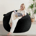 WSOFRLAC 3FT Bean Bag Chair, Comfy Bean Bag Chairs for Adults, Luxury Velvet Memory Foam Stuffed Beans Bags with Removable Cover, Adult Beanbag Chair with Filler for Living Room, Bedroom, Black