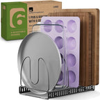 Compact Pan & Pot Lid Organizer Rack with 6 Adjustable Dividers | Steel Single Rack for Kitchen Cabinet, Drawer & Pantry – Deep U-Shaped Dividers, No Assembly Needed