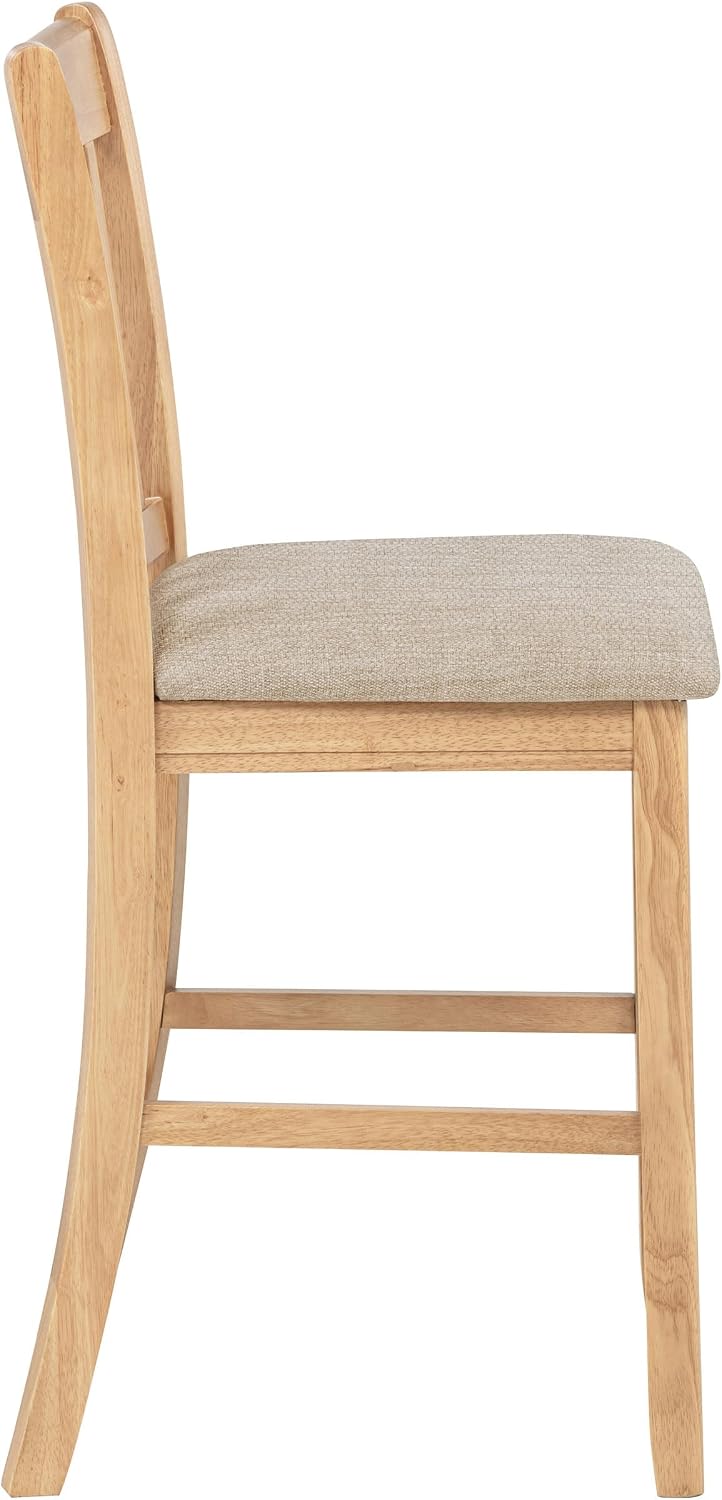 Coaster Home Furnishings - LAVON - Wood Upholstered Counter Height Chairs - Lattice Back, Padded Seats - Dining Room & Kitchen - Set of 2 - Linen & Light Oak - 106629