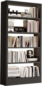 71"H Metal Bookshelf, 5 Tier Bookcase with Adjustable Shelves, Tall Bookcase,Heavy Duty Storage Bookshelves for Library, Office, Bedroom, Living Room, Classroom, Including Book Stopper (Black)