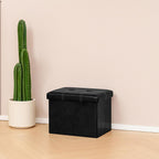 B FSOBEIIALEO Folding Storage Ottoman, 16.5" Faux Leather Ottomans, Black | Small Ottoman Foot Rest with Padded Seat, Rectangle Coffee Table Chest Bench, for Dorm Living Room