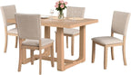 leovanni Rectangle Dining Table Set of 4, 48" Rectangle Kitchen Table and Upholstered Chairs Set for Kitchen, Dining Room, Apartment, Natural