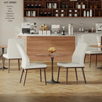 MALOL Modern Dining Chairs Set of 4, Upholstered Kitchen Chairs with High Back, Padded Fabric Dining Room Chair with Solid Wood Legs for Restaurant/Cafe/Home, Beige