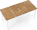 Giantex Rectangular Extendable Dining Table for 4-8 People with Rubber Wood Legs, 220 Lbs Capacity, Large Folding Kitchen Table for Dining Room, Living Room, Small Space, Dinner, Dinette