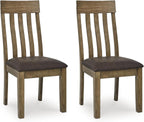Signature Design by Ashley Vallister Dining Chairs Set of 2, Light Brown | Solid wood frame, Combination of leather and faux leather, Rustic dining room chairs, Slat back design, 250 lb capacity