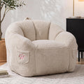 Vipbear Cat Paw Bean Bag Chair with Air-Cushion, Oversized Sofa Chair Khaki | 39", air-cushion filling, cat paw Pocket, carry handle, oversized firm support, ergonomic, plush faux fur, gaming, reading