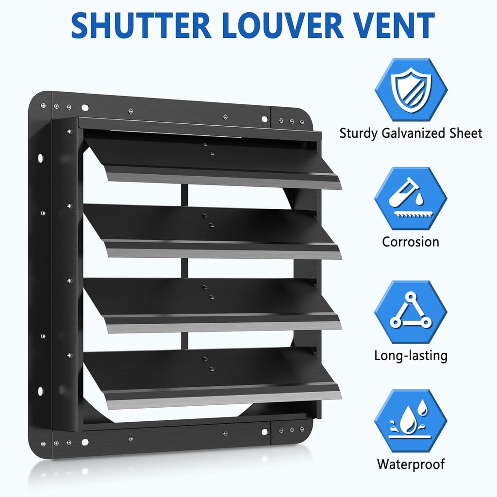 16 Inch Aluminum Automatic Shutter Louver Vent (No Fan Blades and Motor) for Home Attics, Workshops, Barn, Greenhouse