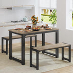 Gizoon 63” Kitchen Table Sets with 2 Benches Extendable Dining Table Set for Small Spaces Dining Room Table 4 Set Chairs for Kitchen Apartment Outdoor and Home Office, Gray