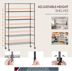 BestOffice 18x48x77 Storage Shelves Commercial Heavy Duty Metal Shelves Garage Organizer Wire Rack Shelving Storage Unit Shelf Adjustable Utility 6000 LBS Capacity,Black