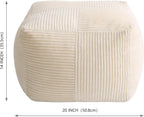 Corduroy Pouf Ottoman Foot Rest, Square Floor Pouf with Removable Cover, Soft Foam-Filled Foot Stool with Non-Slip Bottom for Living Room, Bedroom & Lounge