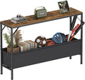Asgolion Narrow Console Table, 47.2" Long Entryway Table with Storage Basket, Hallway Table, Mordern Industrial Sofa Tables for Living Room, Bedroom, Foyer, Office, Anti-tip Kit, Rustic Brown