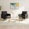 VINGLI Faux Leather Accent Chairs Set of 2 with Gold Legs for Living Room | Brown Armchair, Thick Foam Cushion, Durable Faux Leather PU, Sturdy 380 LB Frame, Elegant Gold Legs, Compact Modern Design