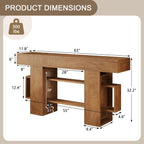 Einhomn 63 Inch Long Console Table for Entryway, Farmhouse Wooden Sofa Table Behind Couch with 3-Tier Storage Shelf, Narrow Entry Accent Table for Living Room, Hallway, Foyer, Natural