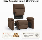 MCombo Triple Motor Lay Flat Power Lift Recliner Chair for Tall Elderly, Infinite Position, Massage, Dual Heating, Adjustable Headrest, Fabric 7634 (Grey, Large)