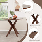 ERGOMASTER 3-Piece Dining Table Set for 2, 36" Kitchen Round Table with 2 Chairs, Rubber Wood Legs, Brown