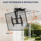 Motorized Ceiling TV Mount Flip Down with Remote for 37-75‘’ TVs, Black | Space Saving and Adjustabe, Fits Flat and Pitched Roof, Electric Drop Down TV Mount, Max VESA 600x400 mm, Max holds 99lbs