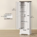 HOMCOM 71" Tall Kitchen Pantry Storage Cabinet Barn Doors Drawer White | Farmhouse, Adjustable Shelves, Freestanding Food Pantry Cabinet, for Kitchen, Dining Room