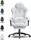 Dowinx Big and Tall Gaming Chair, Suede Fabric Game Chair with Pocket Spring Cushion, High Back Gamer Chair Ergonomic with Footrest for Adults Office, 440LBS, White