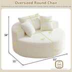 55''L Oversized Round Chaise Longue Chair Indoor, Corduroy Sponge Single Sofa, Oversized Round Chairs, Modern Sleeper Chair for Living Room,Projection Room, Wide Armrest Chairs Beige