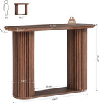 AVZEAR Fluted Entryway Console Table with Storage Shelf, Oval Curved Mid Century Couch Table Behind Sofa Console Tables Long and Skinny for Living Room Hallway Entrance Foyer, Walnut