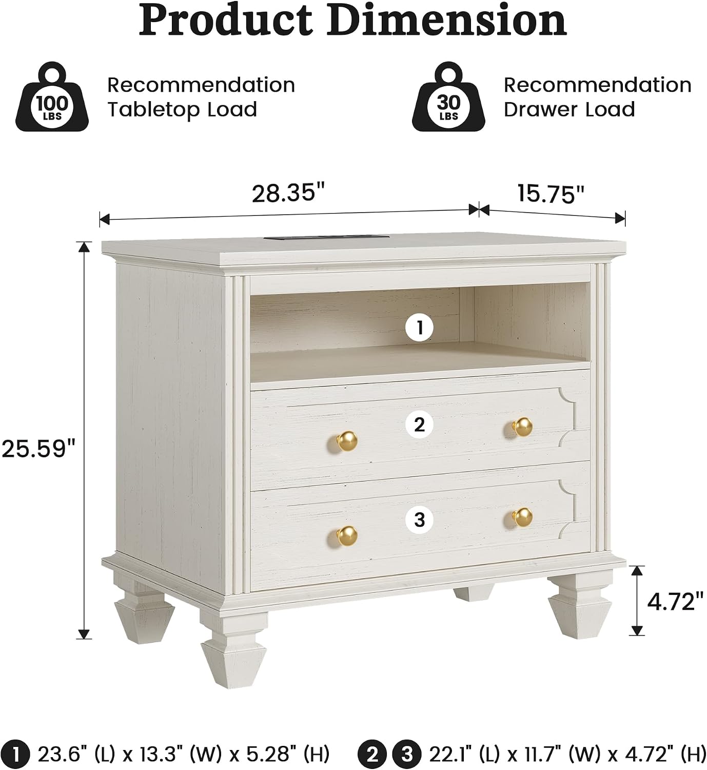 FREDEES 28'' Large Night Stand with Charging Station & LED Light | Bedside Table w/ Outlet, 3-Color Lights, Solid Wood Legs, End Tables Bedroom Livingroom, Farmhouse Natural Wood