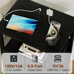 LOAKEKEL Night Stand, Small Nightstand with Charging Station | Bedside Table with 2 Fabric Drawers, End Table Living Room, Side Table with USB & Type-C Ports for Bedroom, Black