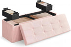 SONGMICS Home Ottoman with Storage, Removable Lid, Folding Storage Chest, Easy Assembly, for Entryway, Bedroom, Living Room, 15.2 x 43.2 x 15.2 Inches, Corduroy, Light Pink