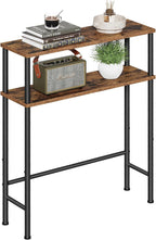 Asgolion Narrow Console Table, 23.6" Small Entryway Table, 2-Tier Sofa Table with Storage, Skinny Console Tables for Entryway, Hallway, Bedroom, Living Room, Foyer, Rustic Brown