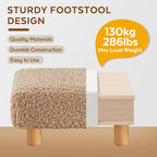 Small Foot Stool Ottoman, Sherpa Footstool Ottoman Foot Rest for Couch, Rectangle Footstools and Ottomans Small for Living Room, Entryway and Bedroom (Light Brown)