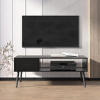 HAIOOU Coffee Table, Mid Century Modern Style Cocktail Table TV Stand with Drawer, Open Storage Shelf, Stable Floor-Anti-Scratching Pine Leg for Home, Office, Living Room - Black