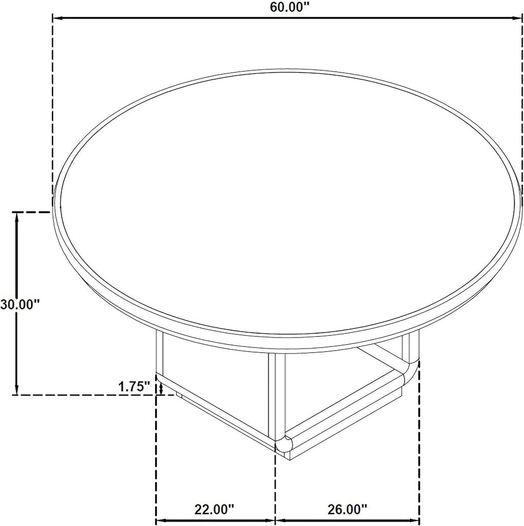 Coaster Home Furnishings - Leandro - Wood - Round Dining Table with Pedestal Base, Ash Veneer and Curved Edges - Dining Room & Kitchen - 60-Inch - Burnished Black - 115390