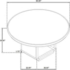 Coaster Home Furnishings - Leandro - Wood - Round Dining Table with Pedestal Base, Ash Veneer and Curved Edges - Dining Room & Kitchen - 60-Inch - Burnished Black - 115390