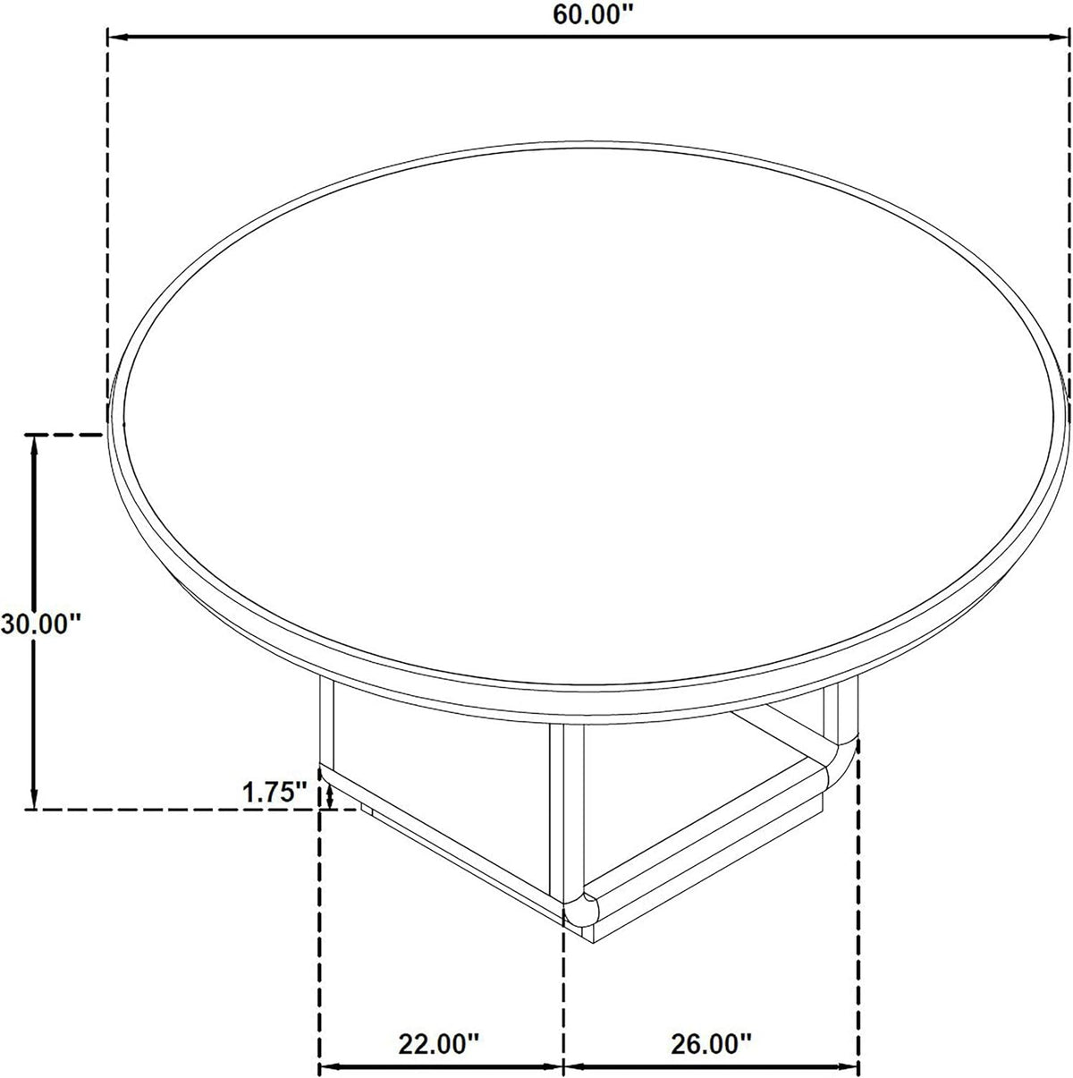Coaster Home Furnishings - Leandro - Wood - Round Dining Table with Pedestal Base, Ash Veneer and Curved Edges - Dining Room & Kitchen - 60-Inch - Burnished Black - 115390