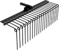 Tow Behind Landscape Rake, 48" Tow Dethatcher with 17 Steel Coil Tines, Lawn Dethatcher Rake Attaches to 48" or 60" Toolbars and 3-Point Suspension Systems, for Leaves, Pine Needles, and Grass, Black