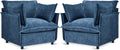 VINGLI 34" Width Oversized Accent Chairs Set of 2, Navy Sofa Reading Chair Upholstered Armchair Soft Chenille Fabric Living Room Chairs Sofa for Bedroom, Home Office, Play Room