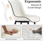 Rowill Dining Chairs Set of 2 Modern Faux Leather Kitchen Chairs with Thickened Metal Frame, Scratch-Resistant Upholstery,Widened Seat & Adjustable Anti-Slip Pads, Cushioned Backrest for Kitchen,White