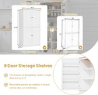 Merax 71" H Kitchen Pantry Large Cupboard Storage Cabinet with 4 Doors, Organizer, Drawer and Adjustable Shelves,Wood Cupboard for Kitchen, Dining Room, Bathroom, White