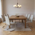 Leather Dining Chairs Set of 8, Modern Upholstered Living Room Chairs with Sliver Metal Legs, Cesca Chair with Armless, Suitable for Kitchen, Bedroom, Living & Dining Room, Light Gray