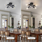 WILON Semi Flush Mount Ceiling Light Fixture, Modern Flush Mount Ceiling Lights, Matte Black 4-Light Sputnik Ceiling Light Fixture with E26 Bulb Base for Hallway Farmhouse Kitchen Bedroom