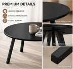 2-Piece Round Nesting Coffee & Side Table Set, Black Metal | Space-Saving Design, Non-Slip Foot Pads, Smooth Easy-Clean Top, Indoor & Outdoor Use, Sturdy Metal Frame