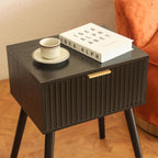 AWASEN Black Nightstand, Small End Tables Living Room, Accent Bedside Table with Fluted Drawer for Bedroom and Small Space, Black
