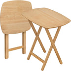 eHemco Hardwood Folding TV Tray Tables, 25.5 Inches, Set of 2 | Oversized, Natural, For Eating