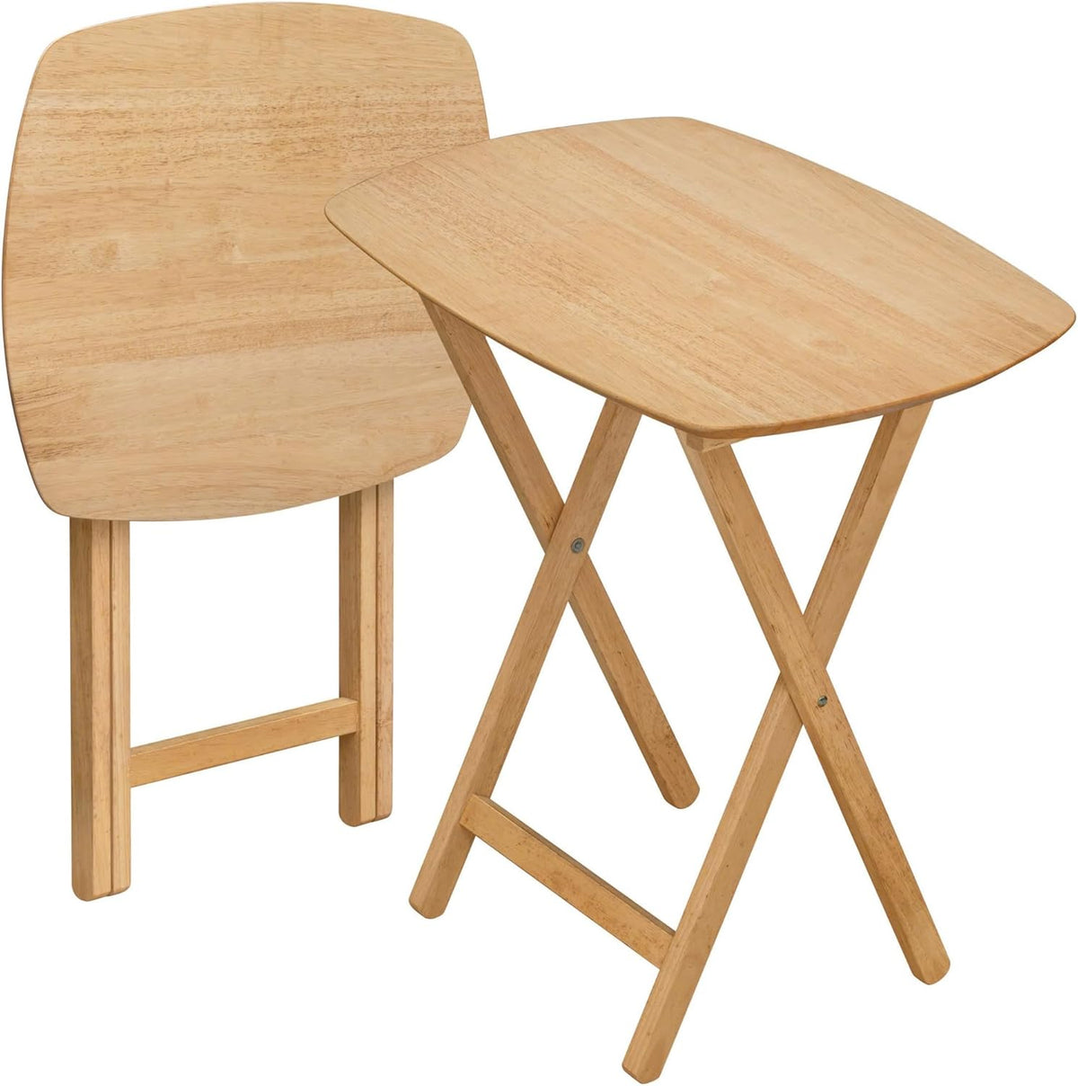 eHemco Hardwood Folding TV Tray Tables, 25.5 Inches, Set of 2 | Oversized, Natural, For Eating