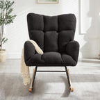 Tufted Upholstered Teddy Fabric Rocking Chair with Metal Frame Accent Chair Ivory White (Dark Gray + Teddy)