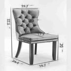 Virabit Velvet Dining Chairs, Tufted Upholstered Dining Chairs with Nailhead Back and Ring Pull Trim, Solid Wood Dining Chairs for Kitchen/Bedroom/Dining Room (Black, Set of 2)