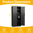 Metal Storage Cabinet with 2 Doors and 4 Adjustable Shelves, 71" Garage Storage Cabinet with Anti-Tipping Design, Lockable Garage Cabinets for Office, Home, Garage, Gym, School