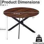 5 Piece Circle Dining Table Set for 6, 47 Inch Wood Dining Table & Cream Velvet Upholstered Chairs with Sturdy Black Metal Legs, Round Kitchen Table Set for Kitchen Dining Room, Living Room